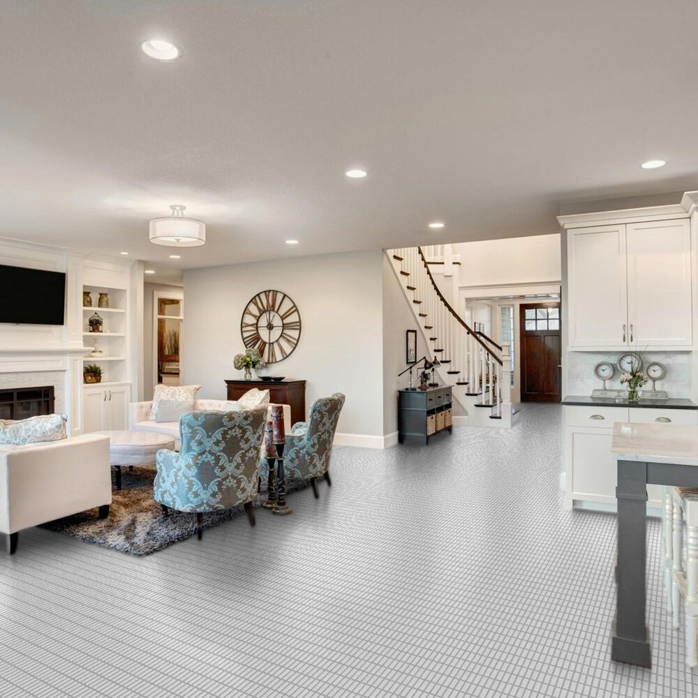 Emser Savvy White 1" x 3" on 11" x 12" Glazed Porcelain Mosaic Sheet, , large