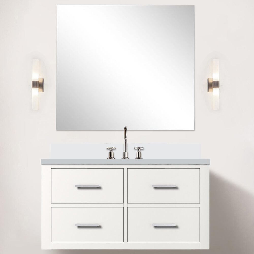 Lexora Home Castor 36&quot; Single Bathroom Vanity in White with 2 cm White Quartz Top, Rectangular Sink and 34&quot; Mirror, , large