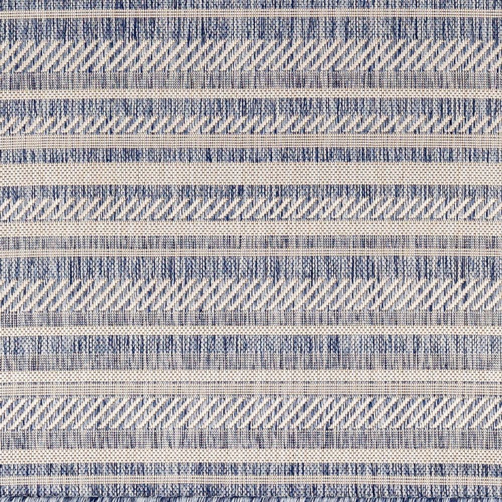 Surya Eagean EAG-2407 Navy, Blue, Pale Blue, Oatmeal, Gray, Off-White and Taupe 6&#39;7&quot; Square Indoor/Outdoor Area Rug, , large