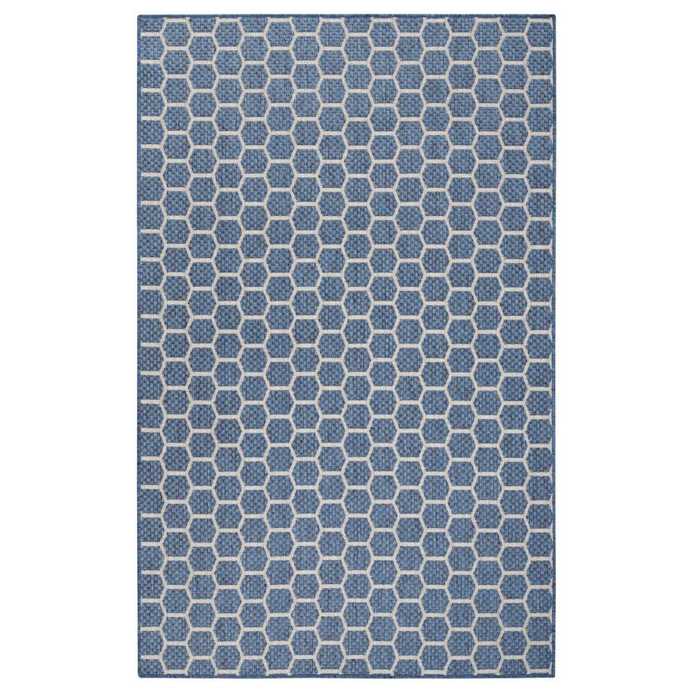 Nourison Twist Reversible 4" x 6" Blue Indoor/Outdoor Area Rug, , large