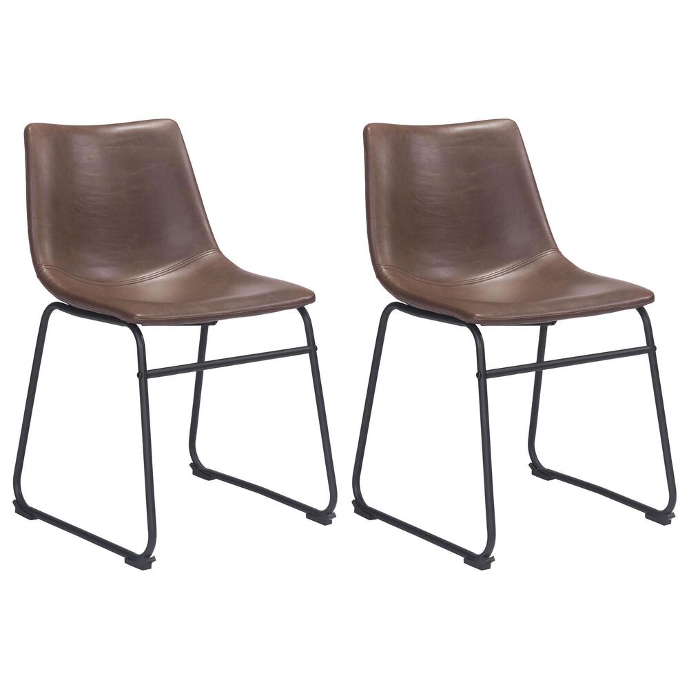 Zuo Modern Smart Dining Side Chair in Vintage Espresso/Black (Set of 2), , large