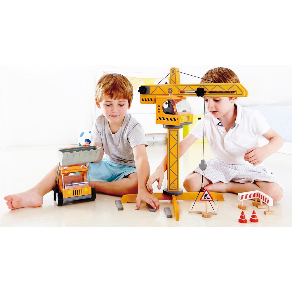 Hape Toys Playscapes Crane Lift Playset in Orange, , large