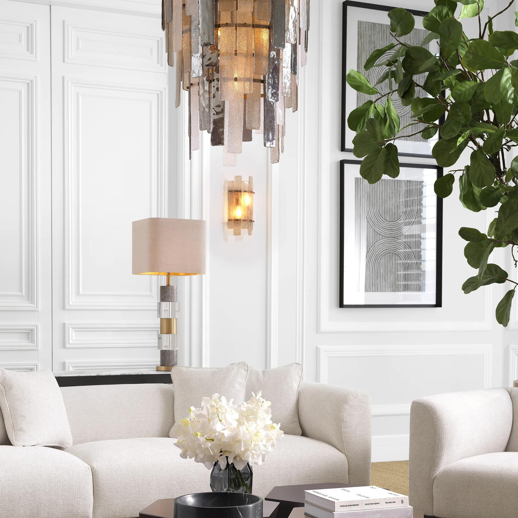 Eichholtz Greyson 13 Light Chandelier in Antique Brass