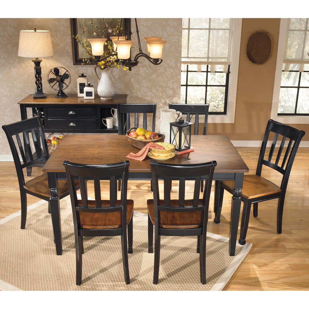 Ashley Owingsville 7-Piece Dining Set in Black and Brown, , large