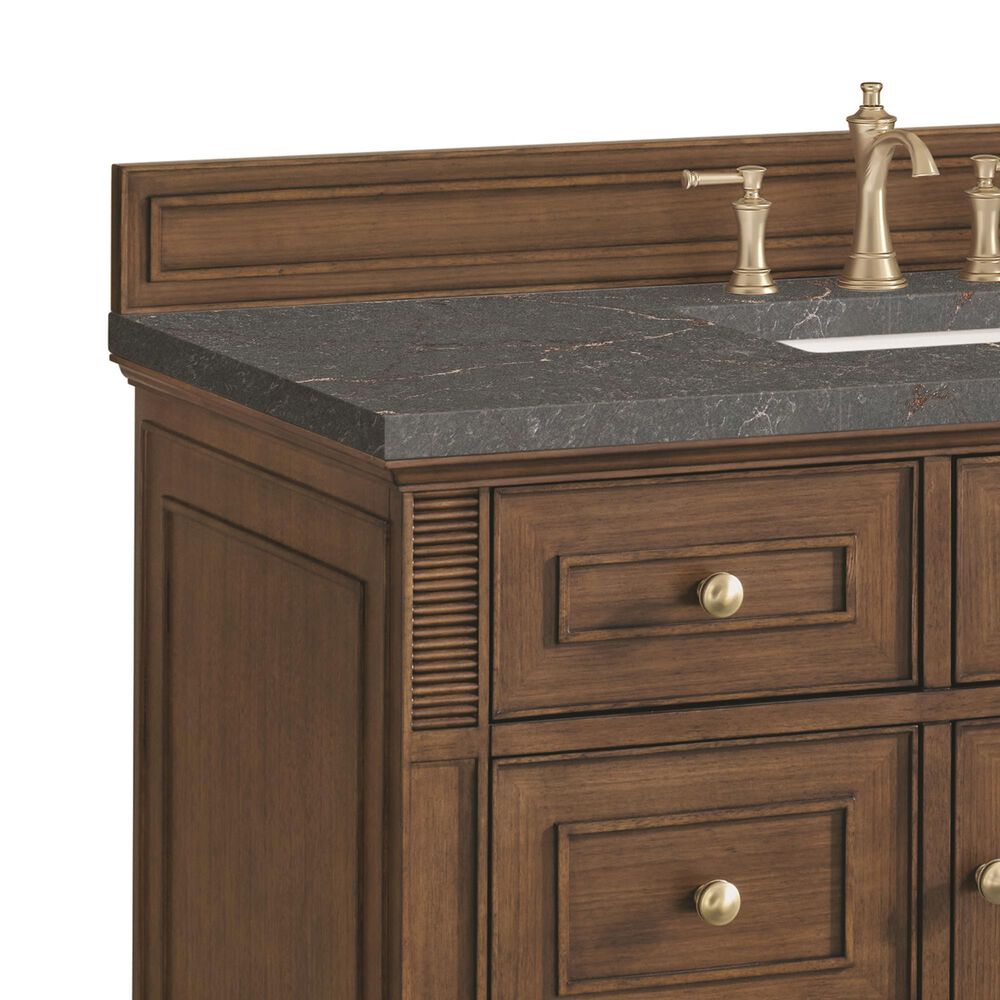James Martin Vanities Lorelai 48&quot; Single Vanity in Mid-Century Walnut with 3 cm Parisien Bleu Quartz Top, , large