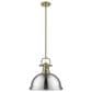 Golden Lighting Duncan 1-Light Pendant with Rod and Pewter Shade in Aged Brass, , large