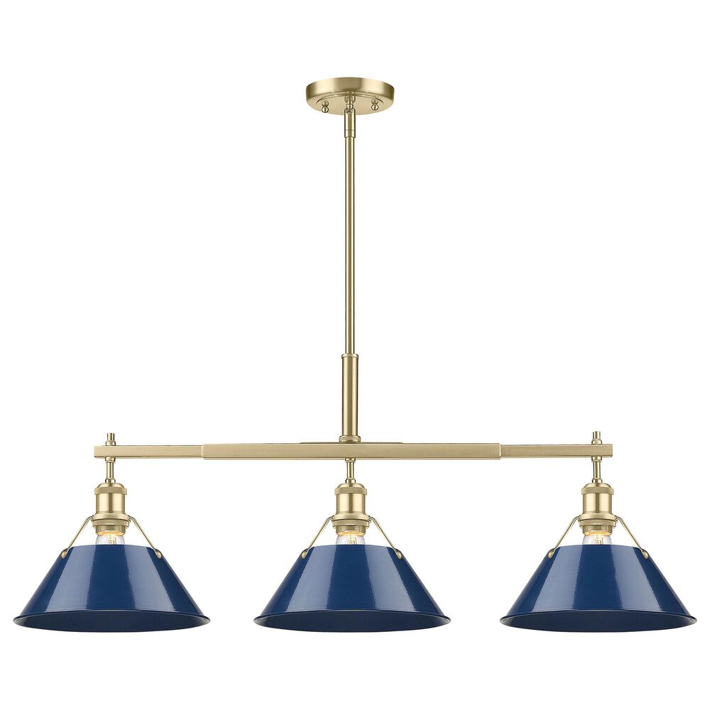 Golden Lighting Orwell 3-Light Linear Pendant with Matte Navy Shade in Brushed Champagne Bronze, , large
