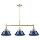 Golden Lighting Orwell 3-Light Linear Pendant with Matte Navy Shade in Brushed Champagne Bronze, , large
