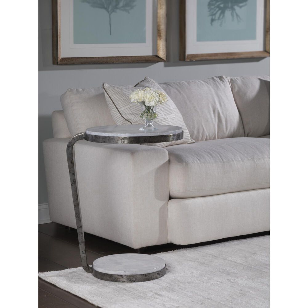 Artistica Metal Otto Round Spot Table in Antique Polished Iron and Gray, , large
