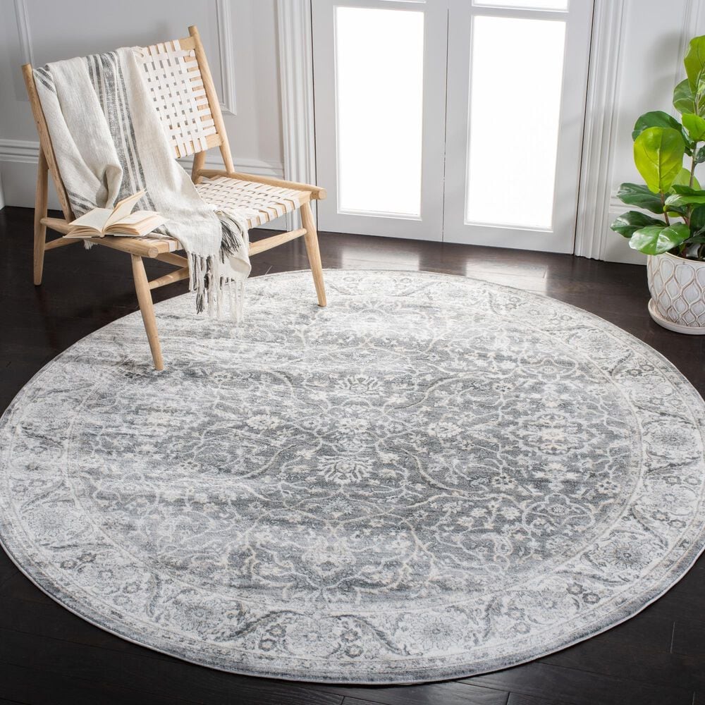 Safavieh Isabella 6&#39;7&quot; Round Grey and Dark Grey Area Rug, , large