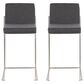 Lumisource Fuji High Back Counter Stool with Charcoal Fabric Cushion in Stainless Steel (Set of 2), , large