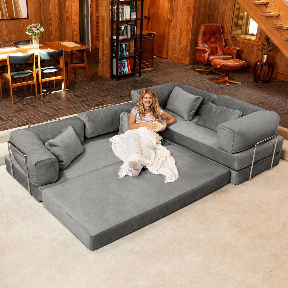 Jaxx Unsofa 2-Piece Modular Right Facing L-Shaped Sectional in Elephant Dark Grey, , large