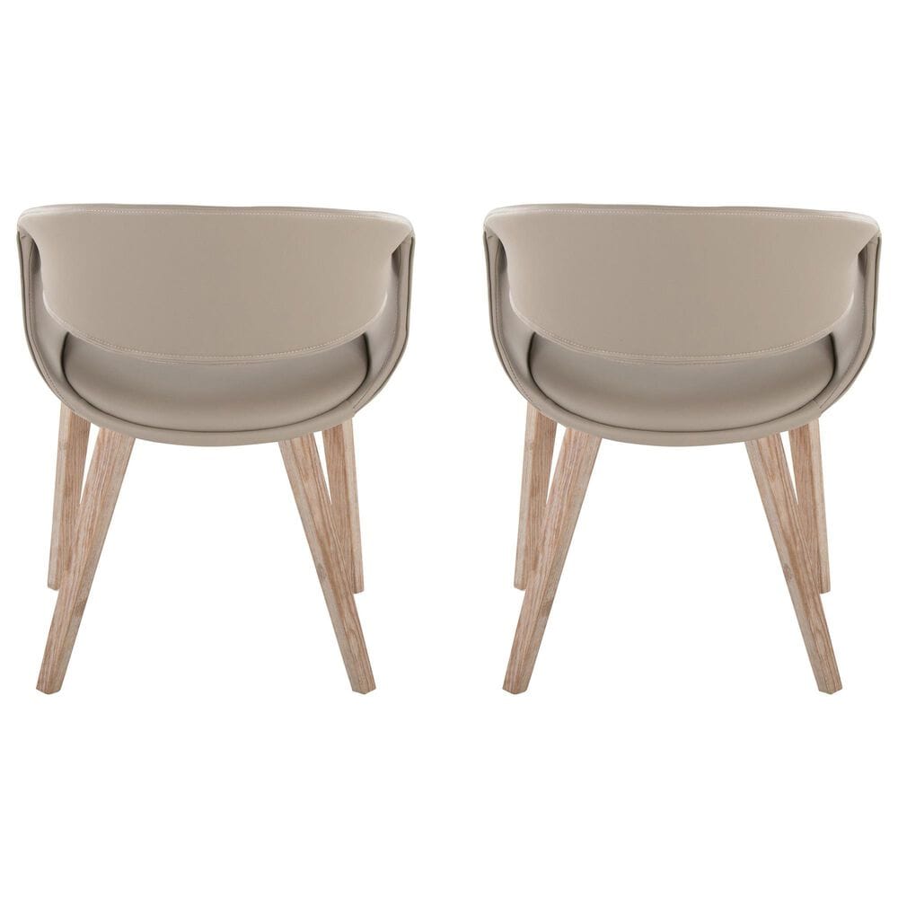 LumiSource Curvo Contemporary Upholstered Chair in Whitewashed Wood and Light Grey Faux Leather by LumiSource - Set of 2, , large