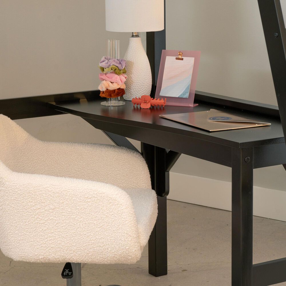 Linon Home Decor Levi Twin Workstation Loft Bed with Desk in Black, , large