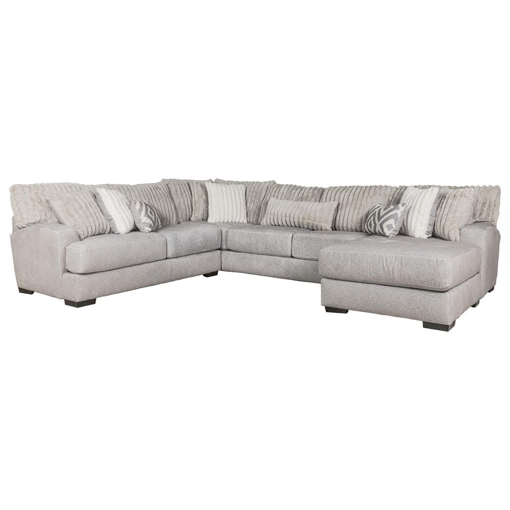 Albany Furniture 3-Piece Stationary Right Facing Sectional in Silver, , large