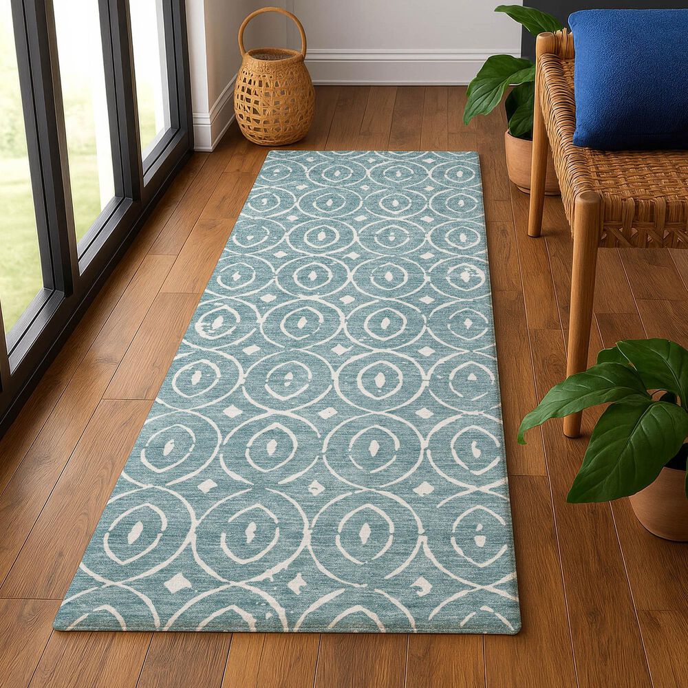 Dalyn Rug Company The Reserve TR12 Turquoise 2&#39;3&quot; x 7&#39;6&quot; Indoor/Outdoor Runner, , large