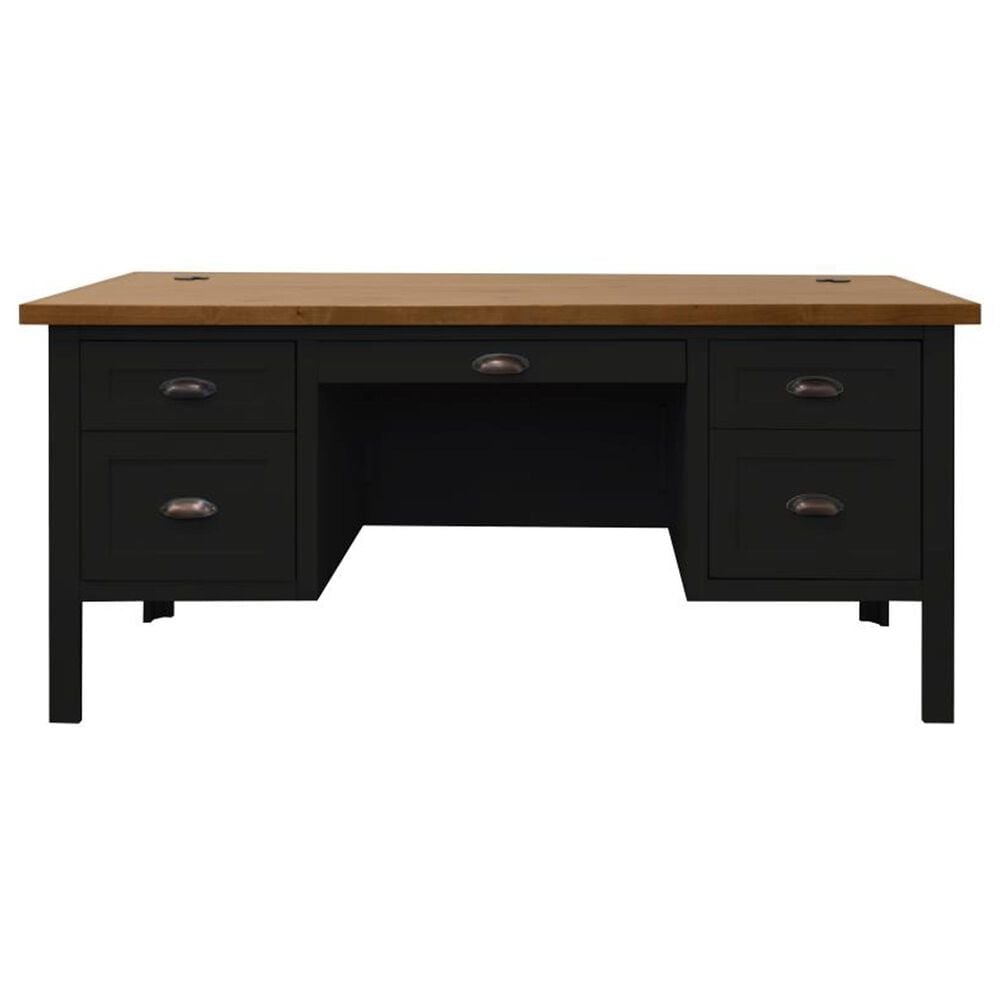 Legends Home Essex Executive Desk in Seal Skin Black and Whiskey, , large
