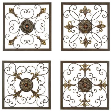 Maple and Jade 16" x 16" Rustic Wall Decor in Gold and Black (Set of 4), , large