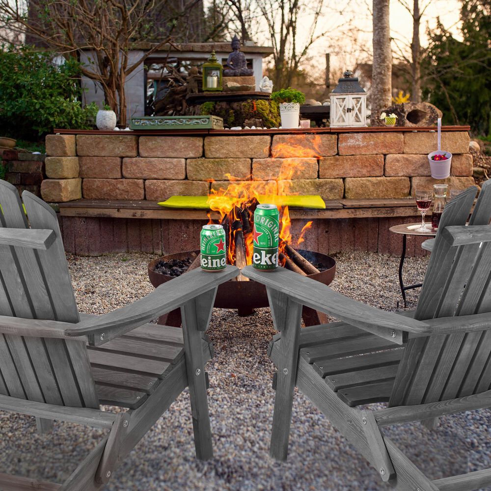 Hearth and Haven Outdoor Folding Adirondack Chair in Gray &#40;Set of 2&#41;, , large