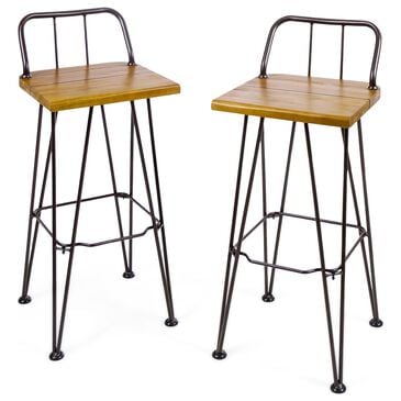 Hearth and Haven Denali Outdoor Bar Stool in Brown and Ink Black (Set of 2), , large
