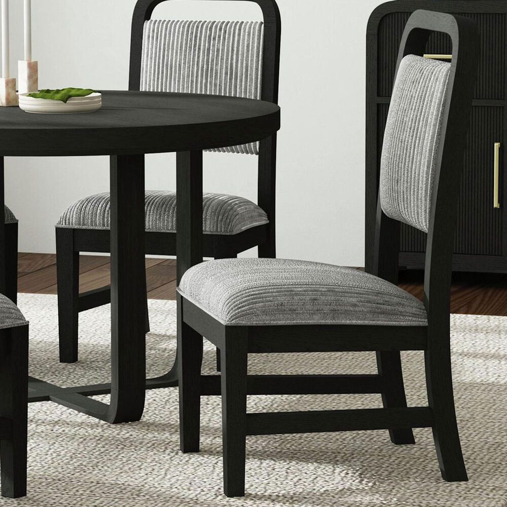 Mayberry Hill Ridgemont Dining Side Chair with Grey Cushion in Black, , large