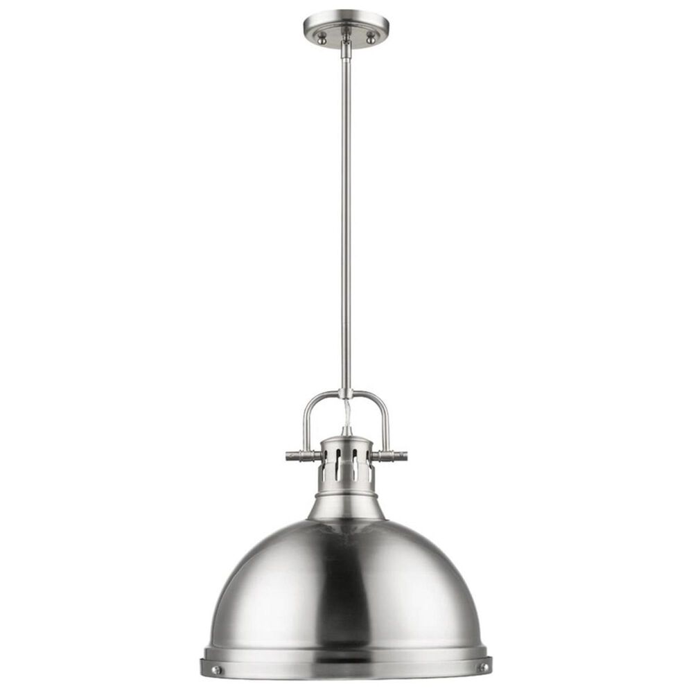 Golden Lighting Duncan 1-Light Pendant with Rod in Pewter with a Pewter Shade, , large
