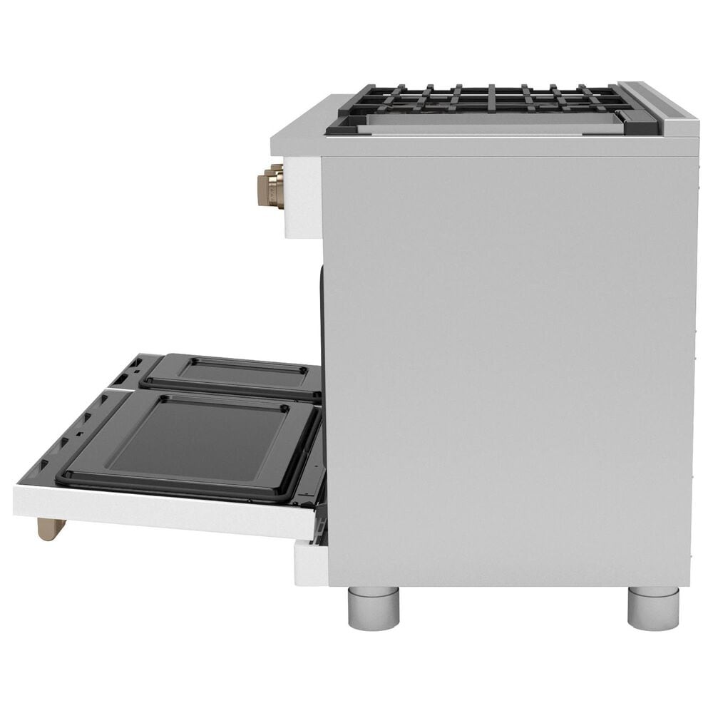 Cafe 8.25 Cu. Ft. Freestanding Dual Fuel Range with Double Oven in Matte White and Brushed Bronze, , large