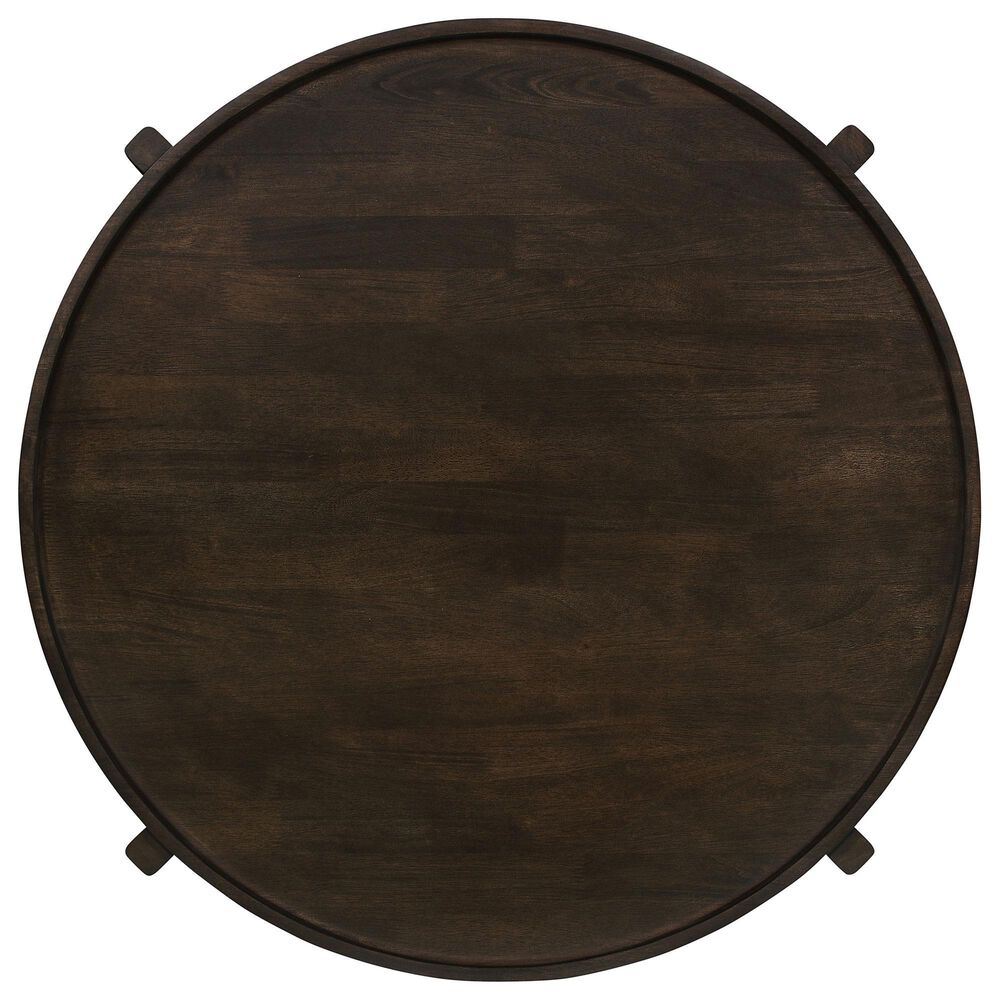 Pacific Landing Cota Round Coffee Table in Dark Brown, , large