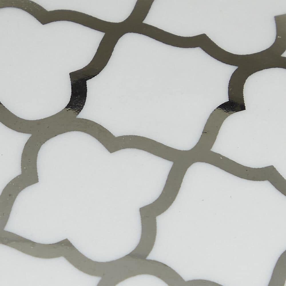 Maple and Jade 2-Piece Jar Set with Geometric Accents in Glossy Silver and White, , large