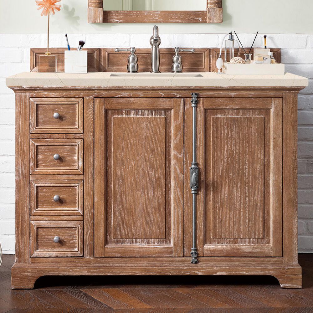 James Martin Vanities Providence 48&quot; Single Bathroom Vanity in Driftwood with 3 cm Eternal Marfil Quartz Top and Rectangular Sink, , large