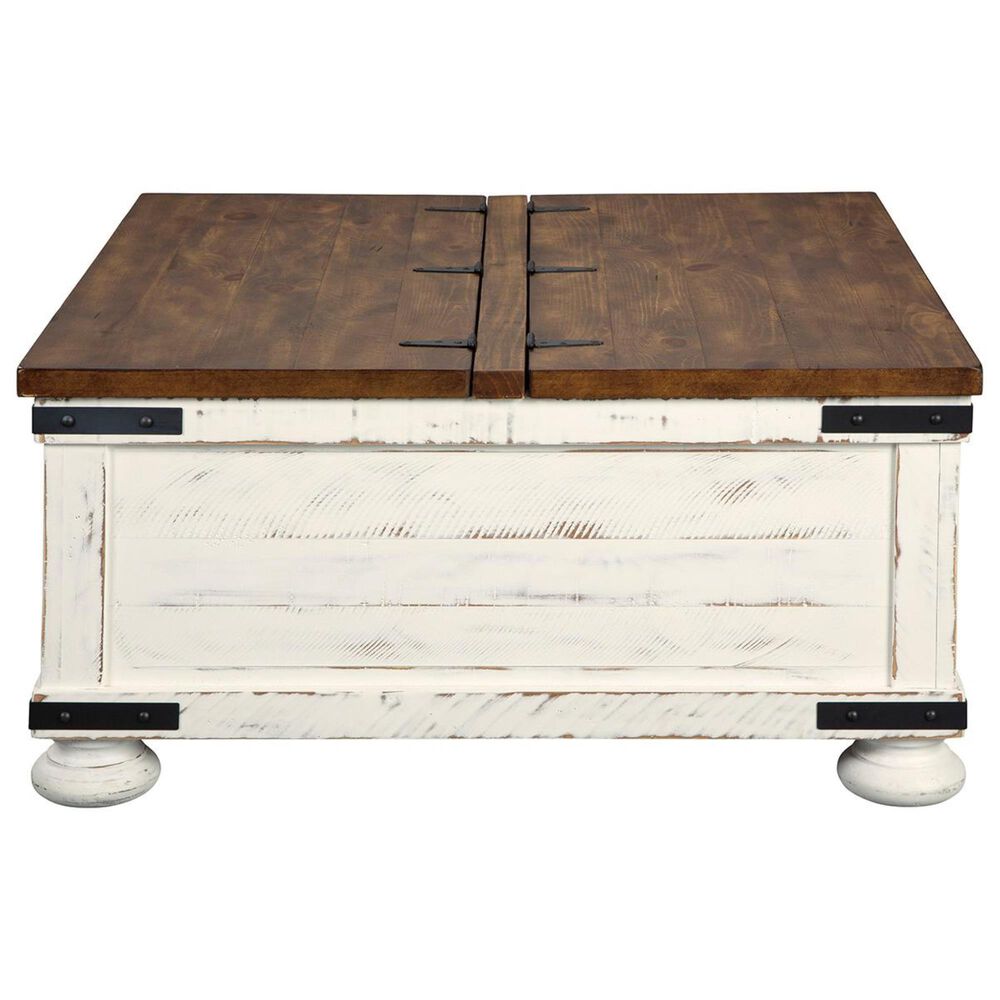 Ashley Wystfield Lift Top Cocktail Table in Vintage White and Warm Brown, , large