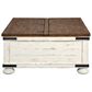 Ashley Wystfield Lift Top Cocktail Table in Vintage White and Warm Brown, , large