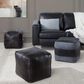 Lumisource Cobber Canvas Pouf in Black and Grey, , large