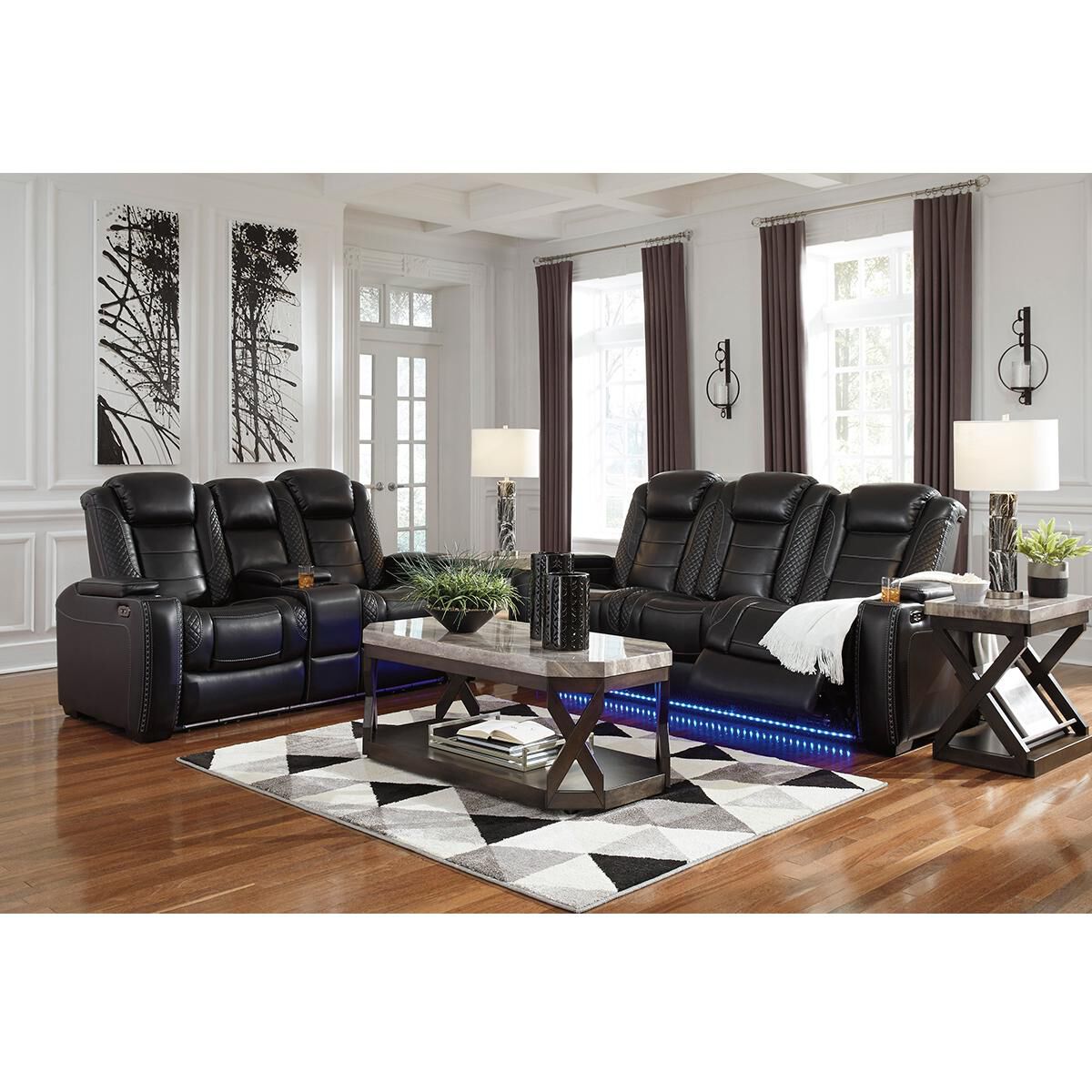 Ashley power reclining sofa with power headrest top