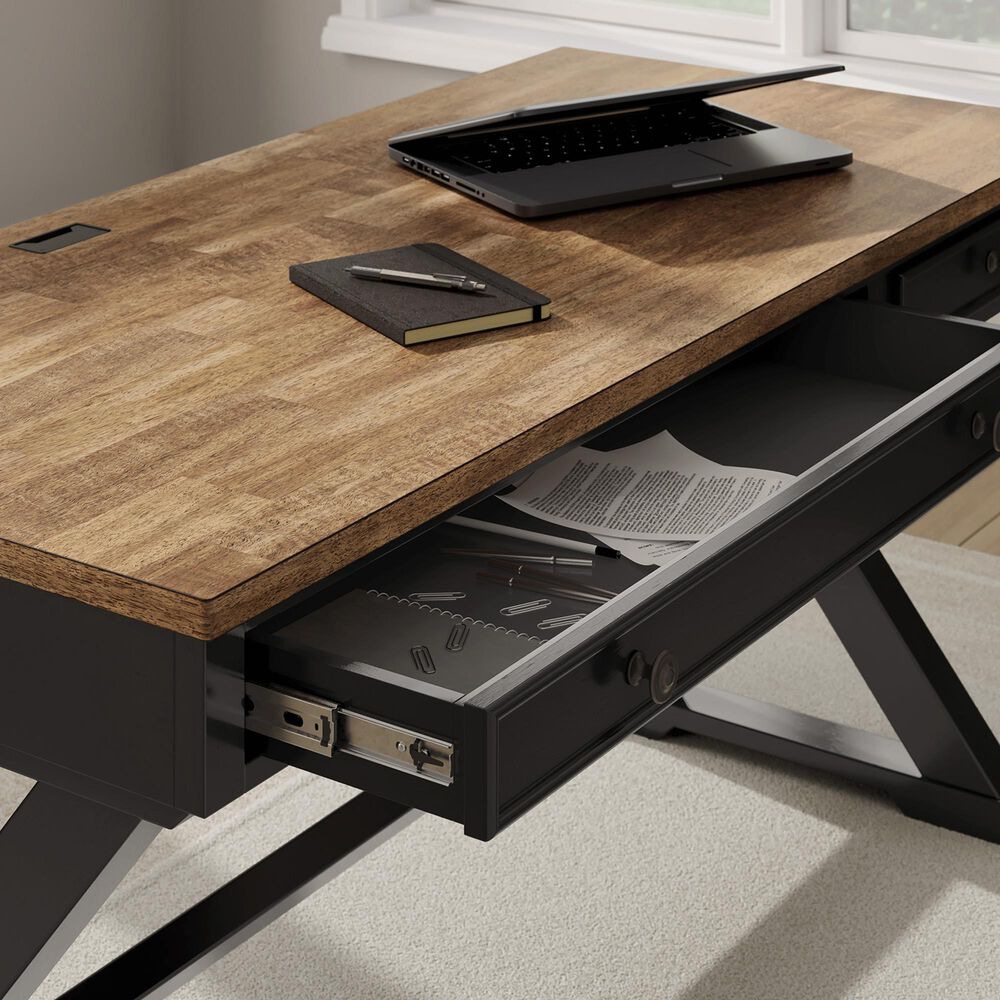 Ashley Wildenauer L-Shaped Desk in Rich Brown and Warm Satin Black, , large