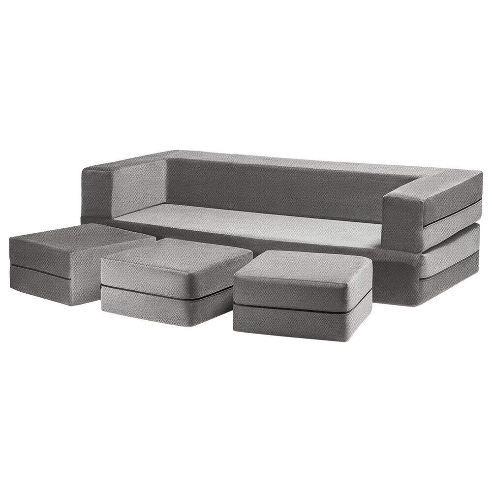 Jaxx Sacks Zipline Convertible Sleeper Sofa and Ottoman in Pewter, , large