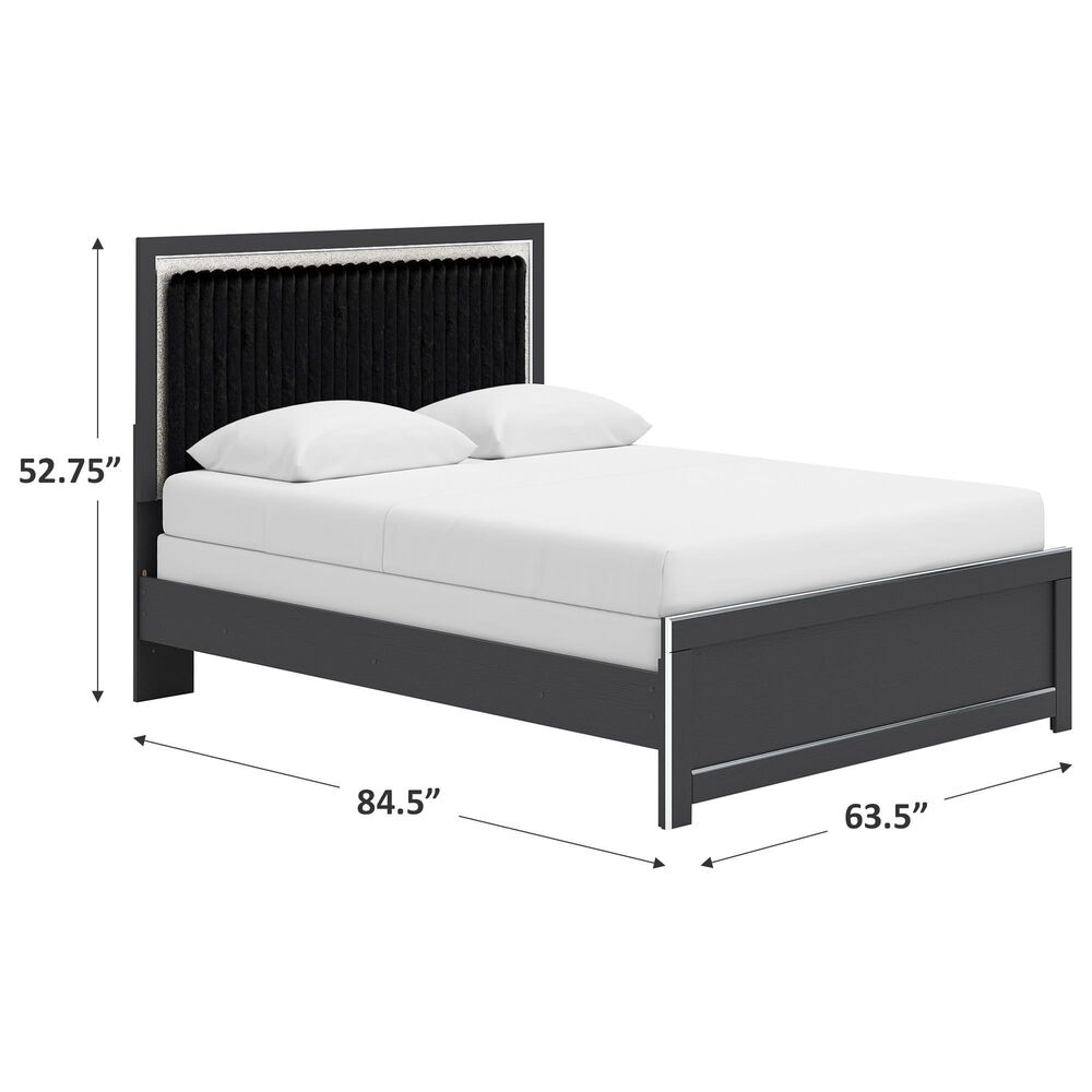 Ashley Zuraleus Queen Upholstered Panel Bed in Matte Black and Chrome, , large