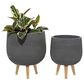 Maple and Jade Farmhouse Round Planter in Gray and Brown (Set of 2), , large