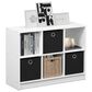 HOMLUX 6-Cube Bookshelf Bookcase with Black Storage Bins in White, , large