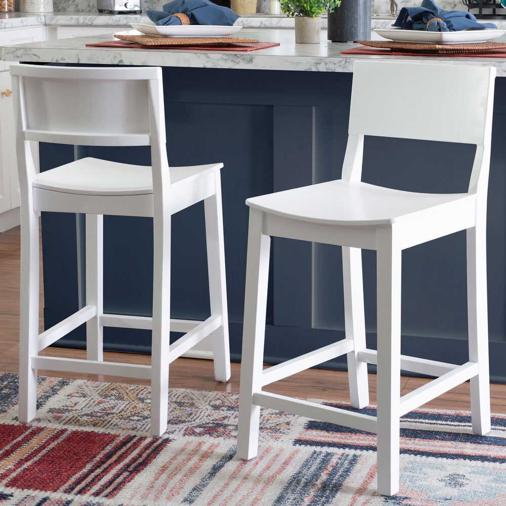 Linon Home Decor Devin Counter Stool in White (Set of 2), , large