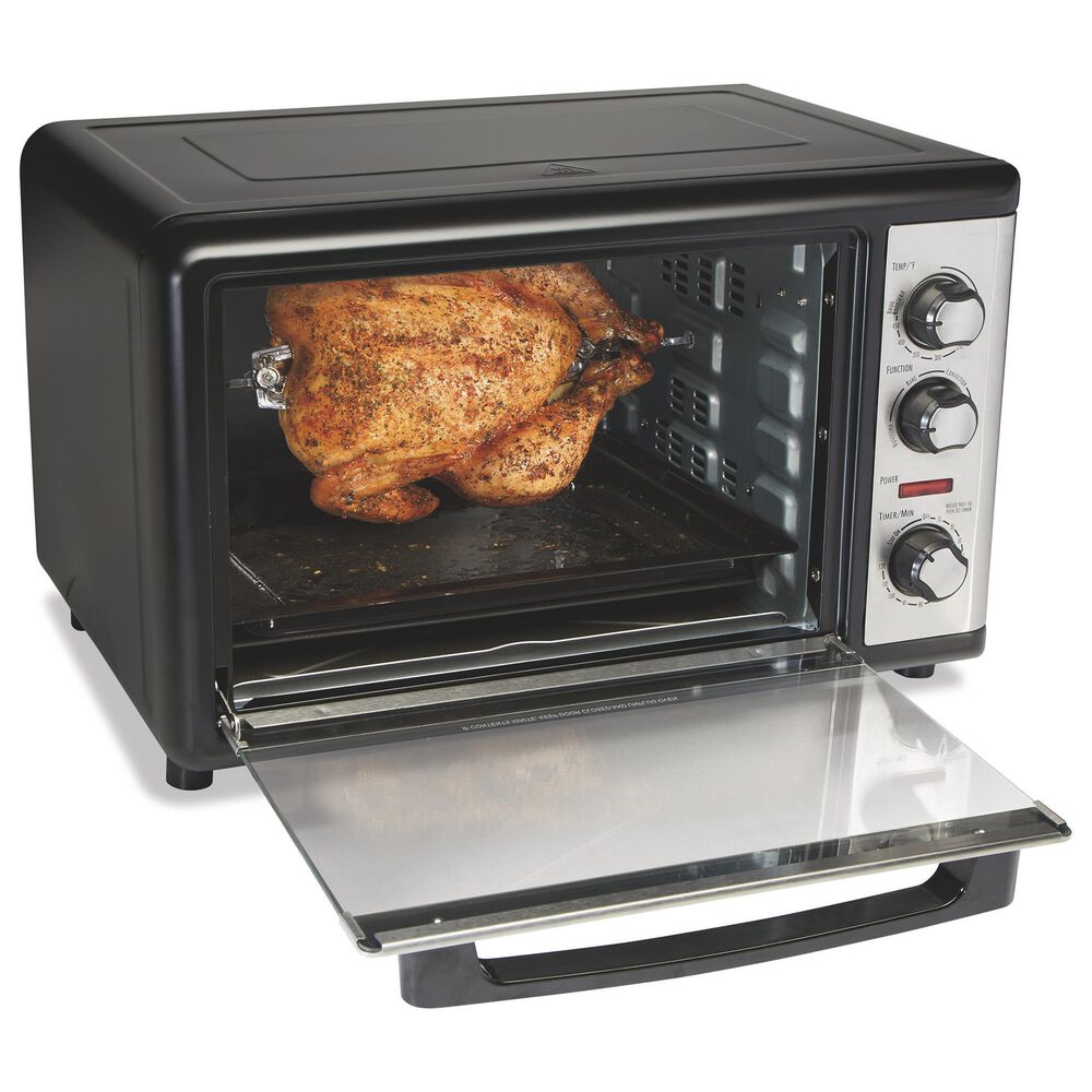 Hamilton Beach 2.5-Quart Revolving Rotisserie Countertop Oven in Black and  Stainless Steel