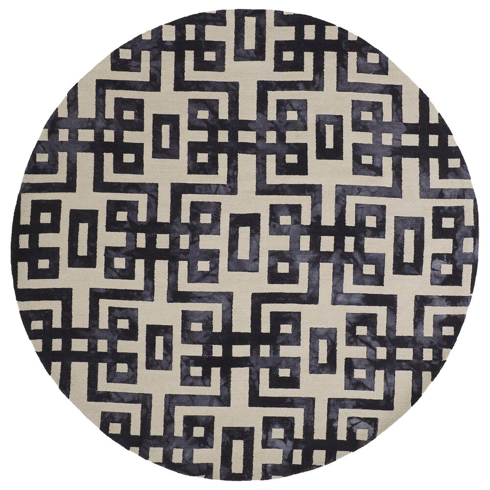 Feizy Lorrain 10" Round Noir Area Rug, , large
