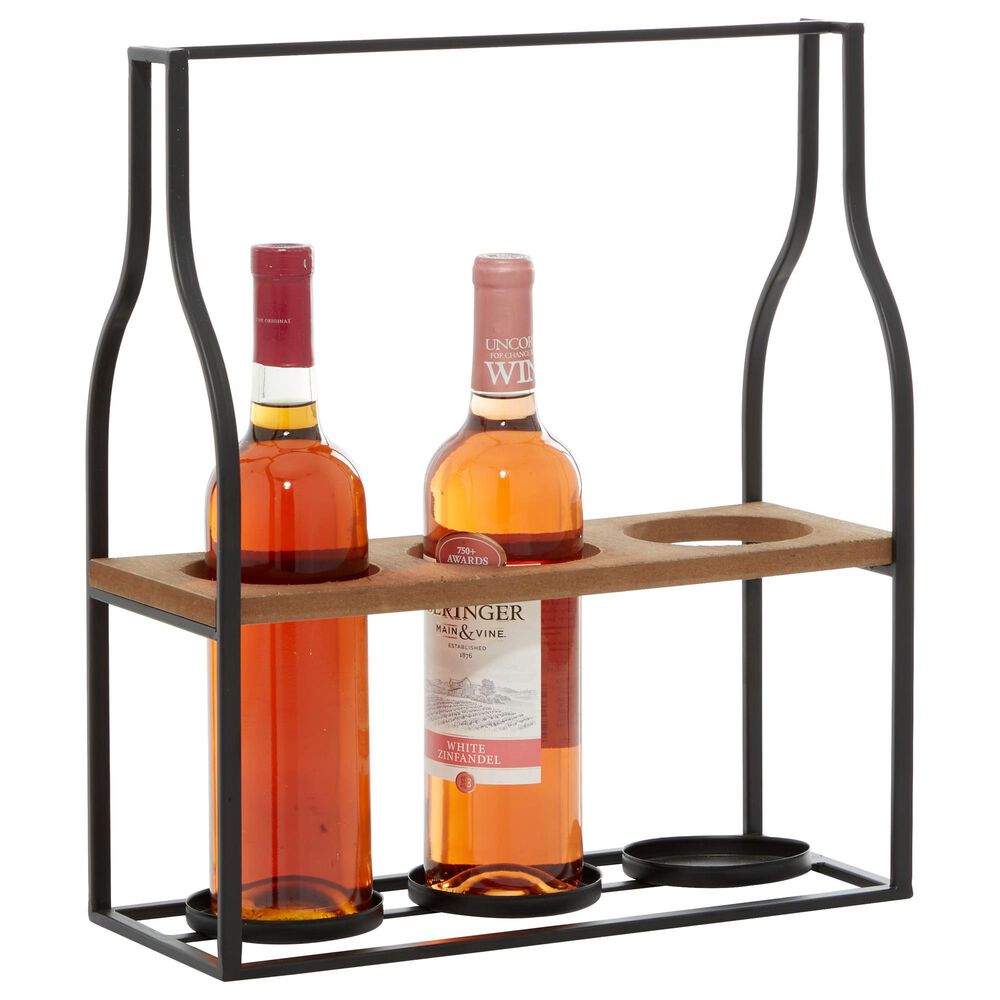Maple and Jade 16" Farmhouse Metal Wine Holder in Black, , large