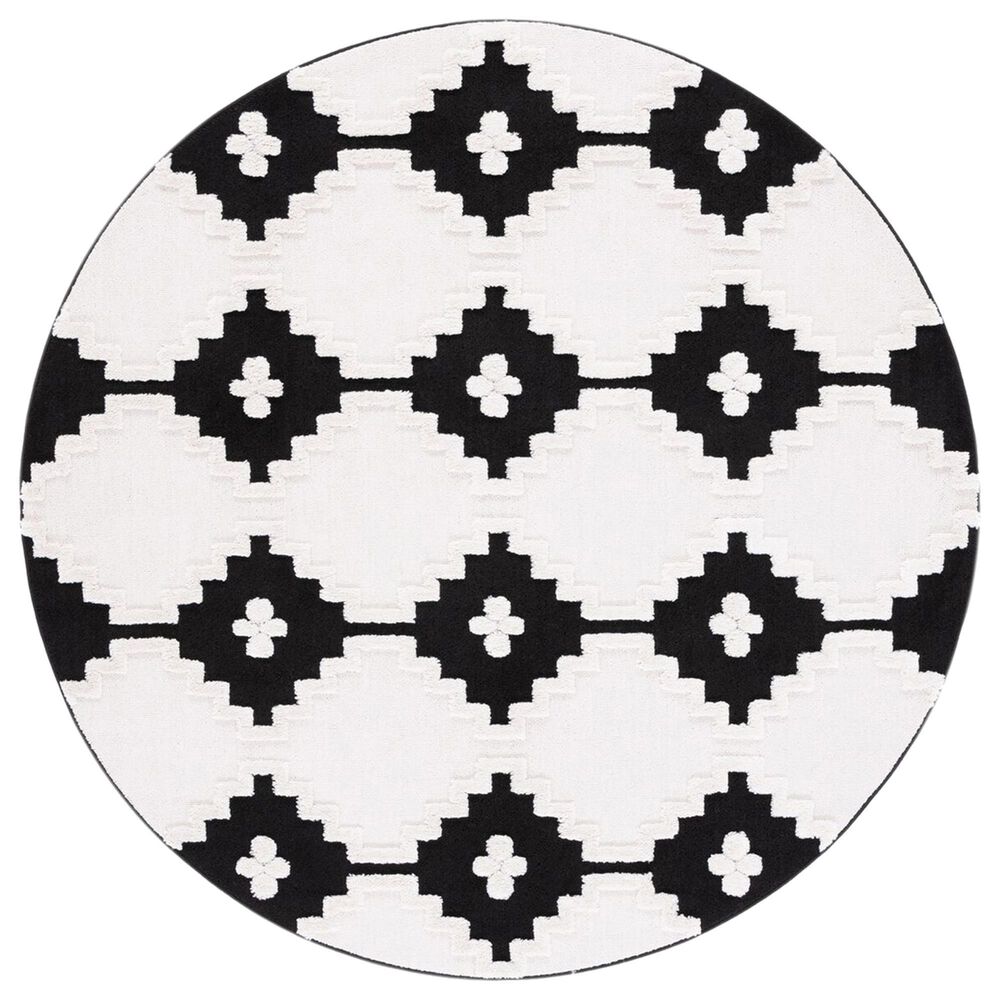 Safavieh Marrakesh MRK532A 6"7" Round Ivory and Anthracite Area Rug, , large
