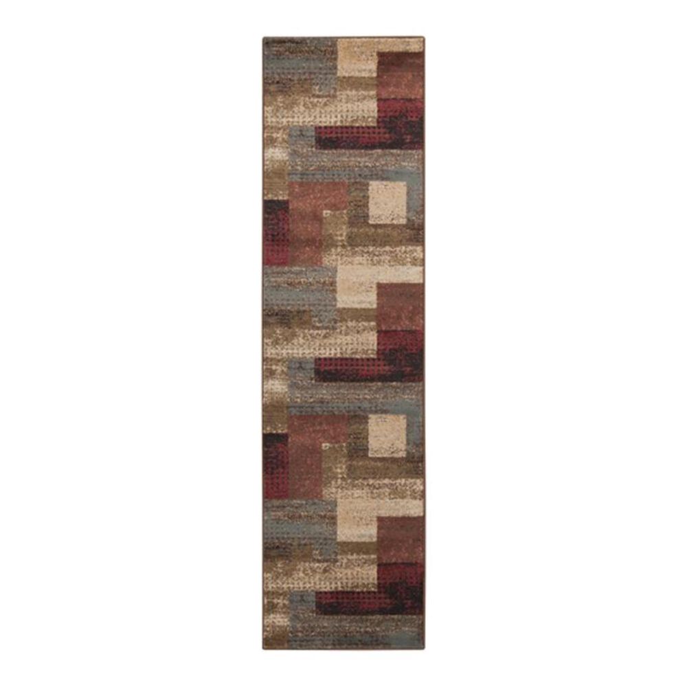 Surya Riley RLY-5004 2" x 7"5" Red/Brown/Camel Runner, , large