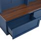HOMLUX 6-Hook Hall Tree with Wood Grain Bench in Blue, , large