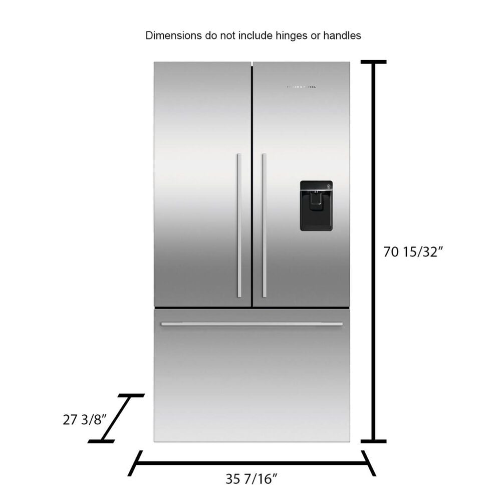 Fisher &amp; Paykel 20.1 Cu. Ft. 3-Door French Door Refrigerator with Ice and Water in Stainless Steel, , large