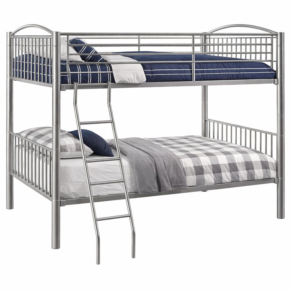 Linon Home Decor Heavy Full Over Full Bunk Bed in Pewter, , large