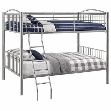 Linon Home Decor Heavy Full Over Full Bunk Bed in Pewter, , large