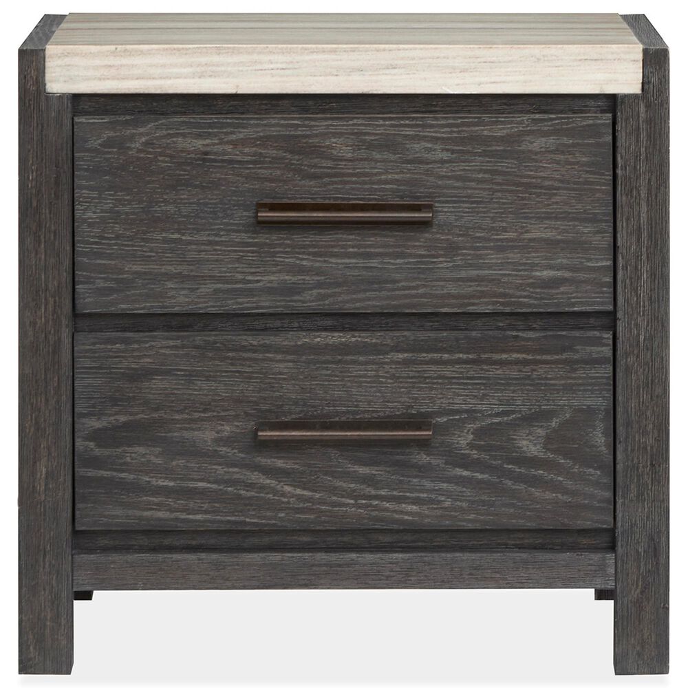 Nicolette Home Plum Creek King Upholstered Storage Bed with Two Nightstands in Ravenwood Black, , large